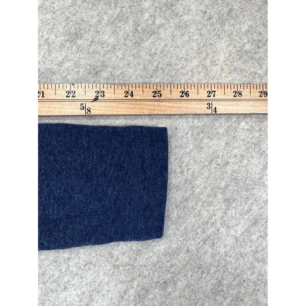 Banana Republic Henley Shirt Men Large Heather Blue Cotton Double Knit Side Slit